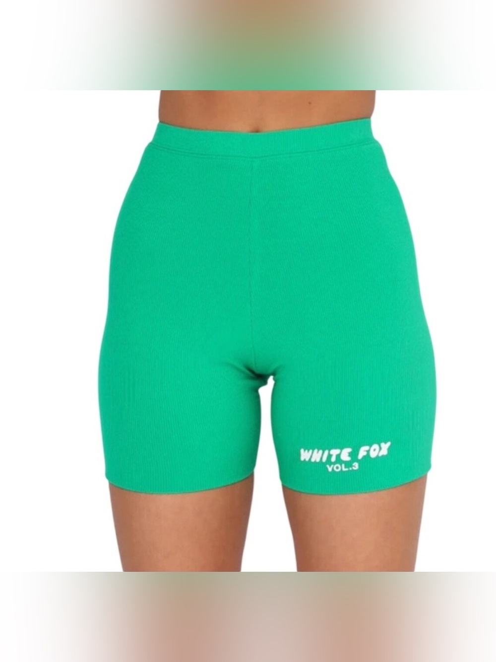 NWT Wildfox Green Ribbed High Waist Pull On Bike Shorts